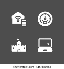 4 cityscape icons in vector set. internet, architecture and city, speed and fortress illustration for web and graphic design