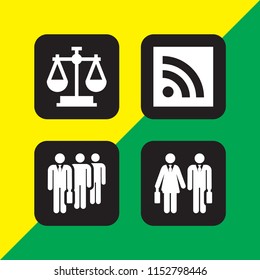 4 civil icons in vector set. worker, site and law illustration for web and graphic design