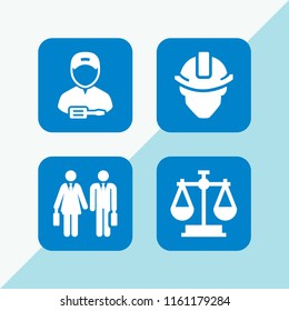 4 civil icons in vector set. worker and law illustration for web and graphic design