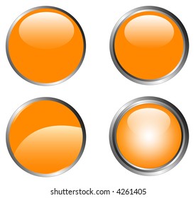 4 Classy Orange Web Buttons with silver metallic edging