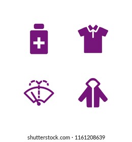 4 clean icons in vector set. antiseptic, hoodie, washer and style illustration for web and graphic design