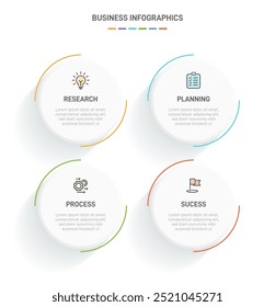 4 clean infographic design shaped elements template, symbolizing the four stages of business strategy and progression. Progress bar or timeline. Vector for presentation, web site or app.