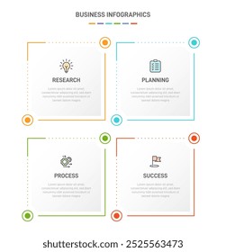 4 Plantilla de Elementos en forma de diseño infográfico limpio, que simboliza las cuatro etapas de la estrategia y la progresión empresarial. Barra de progreso o línea de tiempo. Vector para presentación, Sitio web o App.