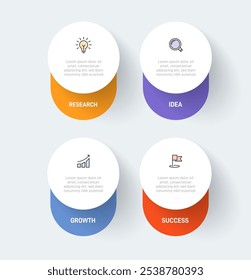 4 clean infographic design shaped elements template, symbolizing the four stages of business strategy and progression. Progress bar or timeline. Vector for presentation, web site or app.