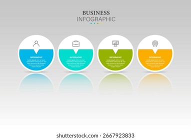 4 clean infographic design shaped elements template, symbolizing stages of business strategy and progression. Progress bar or timeline. Vector for presentation, web site or app.