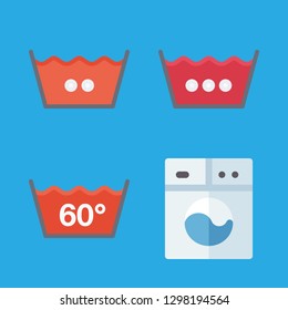 4 cleaning icons with washing and washing machine in this set