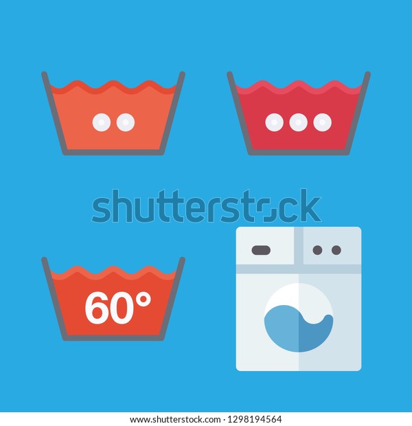 4 cleaning icons with washing and washing machine in\
this set