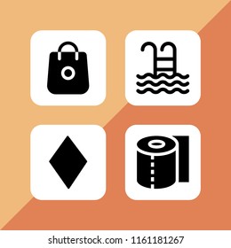 4 clear icons in vector set. clean, water, diamond and bag illustration for web and graphic design