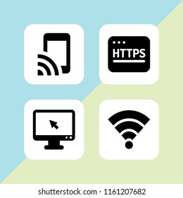 4 click icons in vector set. cursor, http and wifi illustration for web and graphic design