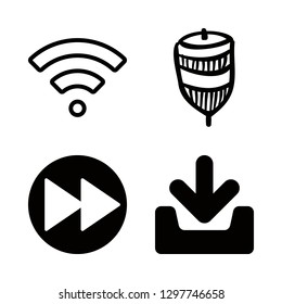 4 click icons with wifi and spin hand drawn toy in this set