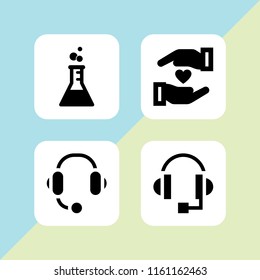 4 client icons in vector set. experiment, support and loyalty illustration for web and graphic design