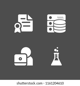 4 client icons in vector set. contract, support, database and experiment illustration for web and graphic design