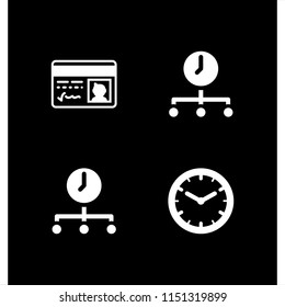 4 clock icons in vector set. time, pass and wall clock illustration for web and graphic design