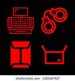 4 closed icons with package box and handcuffs in this set