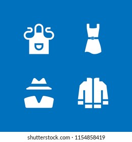 4 clothes icons in vector set. apron, invisible person of clothes, dress and jacket illustration for web and graphic design