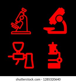 4 coat icons with laboratory microscope and microscope in this set
