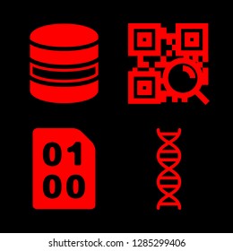 4 coding icons with binary code with zeros and one and database in this set