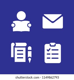 4 coffee icons in vector set. checklist, read, notepad and mail illustration for web and graphic design