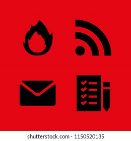4 coffee icons in vector set. logo, blog, mail and checklist illustration for web and graphic design