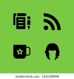 4 coffee icons in vector set. stylish, notepad, mug and blog illustration for web and graphic design