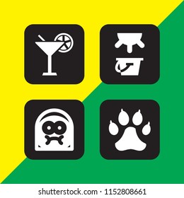 4 cold icons in vector set. cocktail, sick, wolf and milk illustration for web and graphic design