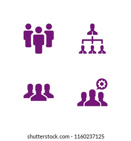 4 collaboration icons in vector set. team illustration for web and graphic design