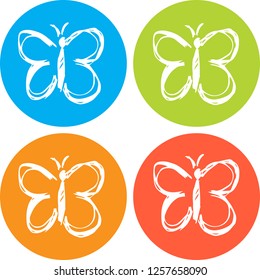 4 Collection Hand Drawn Icon Butterfly Nature Design Vector Illustration. Good for Graphic Design, Logo, Outline, Layout, Template. 