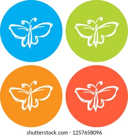 4 Collection Hand Drawn Icon Butterfly Nature Design Vector Illustration. Good for Graphic Design, Logo, Outline, Layout, Template. 