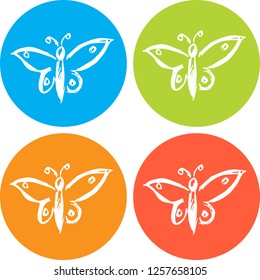 4 Collection Hand Drawn Icon Butterfly Nature Design Vector Illustration. Good for Graphic Design, Logo, Outline, Layout, Template. 
