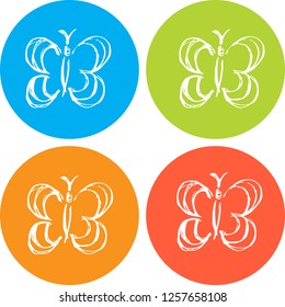 4 Collection Hand Drawn Icon Butterfly Nature Design Vector Illustration. Good for Graphic Design, Logo, Outline, Layout, Template. 