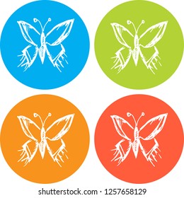4 Collection Hand Drawn Icon Butterfly Nature Design Vector Illustration. Good for Graphic Design, Logo, Outline, Layout, Template. 