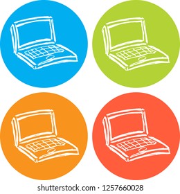 4 Collection Hand Drawn Icon Modern Computer Monitor Digital Screen Design Vector Illustration. Good for Graphic Design, Logo, Outline, Layout, Template. 