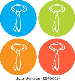 4 Collection Hand Drawn Icon Necktie Fashion Clothing Business Design Vector Illustration. Good for Graphic Design, Logo, Outline, Layout, Template. 