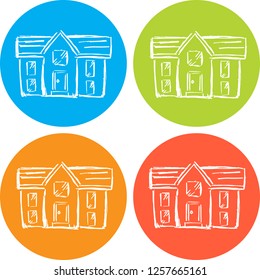 4 Collection Hand Drawn Icon House Home Building Architecture Design Vector Illustration. Good for Graphic Design, Logo, Outline, Layout, Template. 