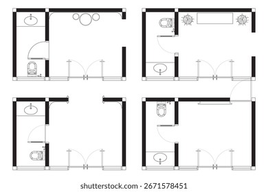 4 Collections Top View Architectural Plan of a Foyer and a Half Bathroom. 20