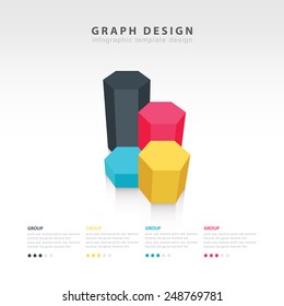 4 color 3d hexagon chart style infographic design template