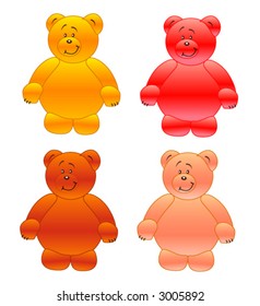 4 color 3d web teddy bears