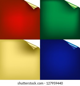 4 Color Backgrounds With Corners Gradient Mesh, Vector Illustration
