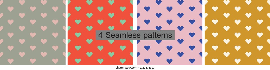 4 color combinations of heart shape poka dot