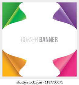 4 Color Corner Banner, Vector illustration