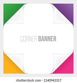 4 Color Corner Banner, Vector illustration