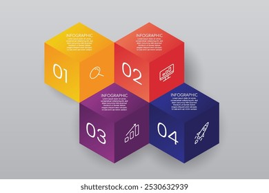 4-farbige Cube-Infografik-Vorlage