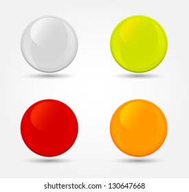 4 color glossy buttons. Vector icons