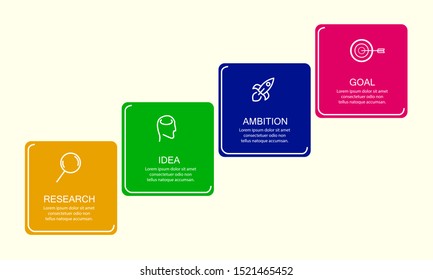 4 color icon infographic label steps or options. You can use for your business and presentation, workfolow, layout and more