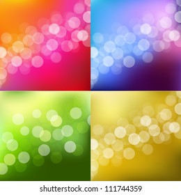 4 Farblichthintergrund mit Bokeh, Vektorgrafik