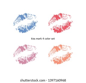 4 color lip prints, kiss marks