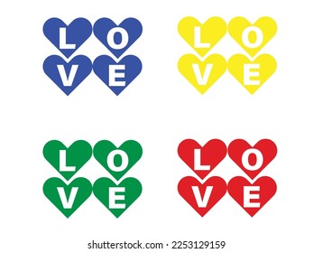 4 color Love design for yours Valentine's