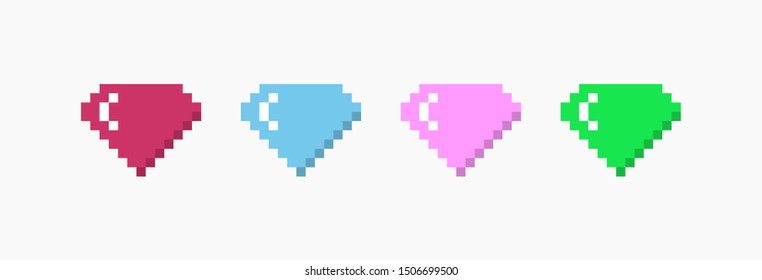4 color pixel art diamonds icon