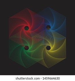 4 Color Polygon Geometrical Shape Template - Vector Illustration