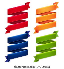 4 Color Ribbon Banners Set, With Gradient Mesh, Vector Illustration
